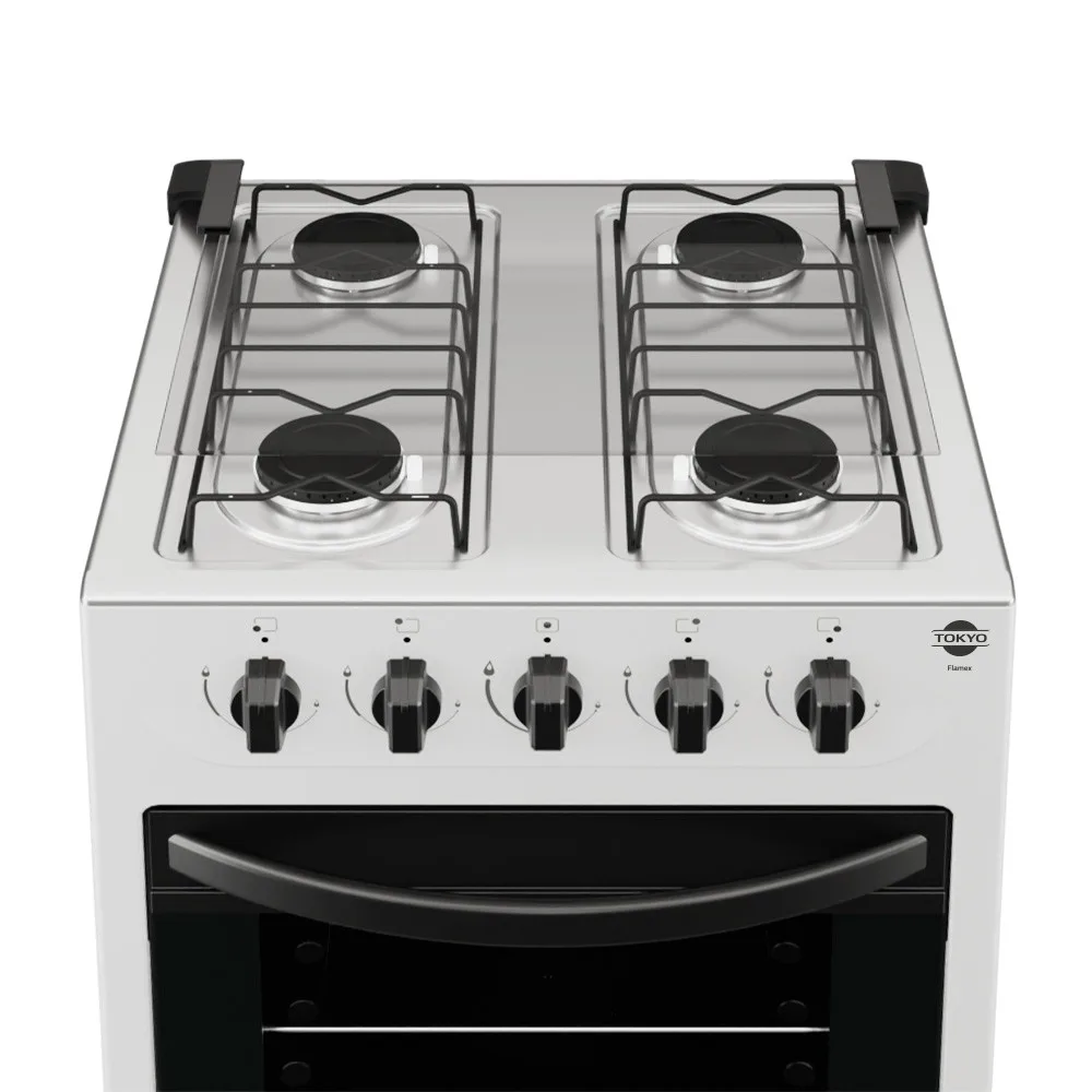 Miniatura 2 - COCINA A GAS TOKYO FLAMEX BLANCO 4H MESA INOX TAPA DE VIDRIO HORNO LIMPIA FACIL - TOKYO - Cocina - Rapidi…