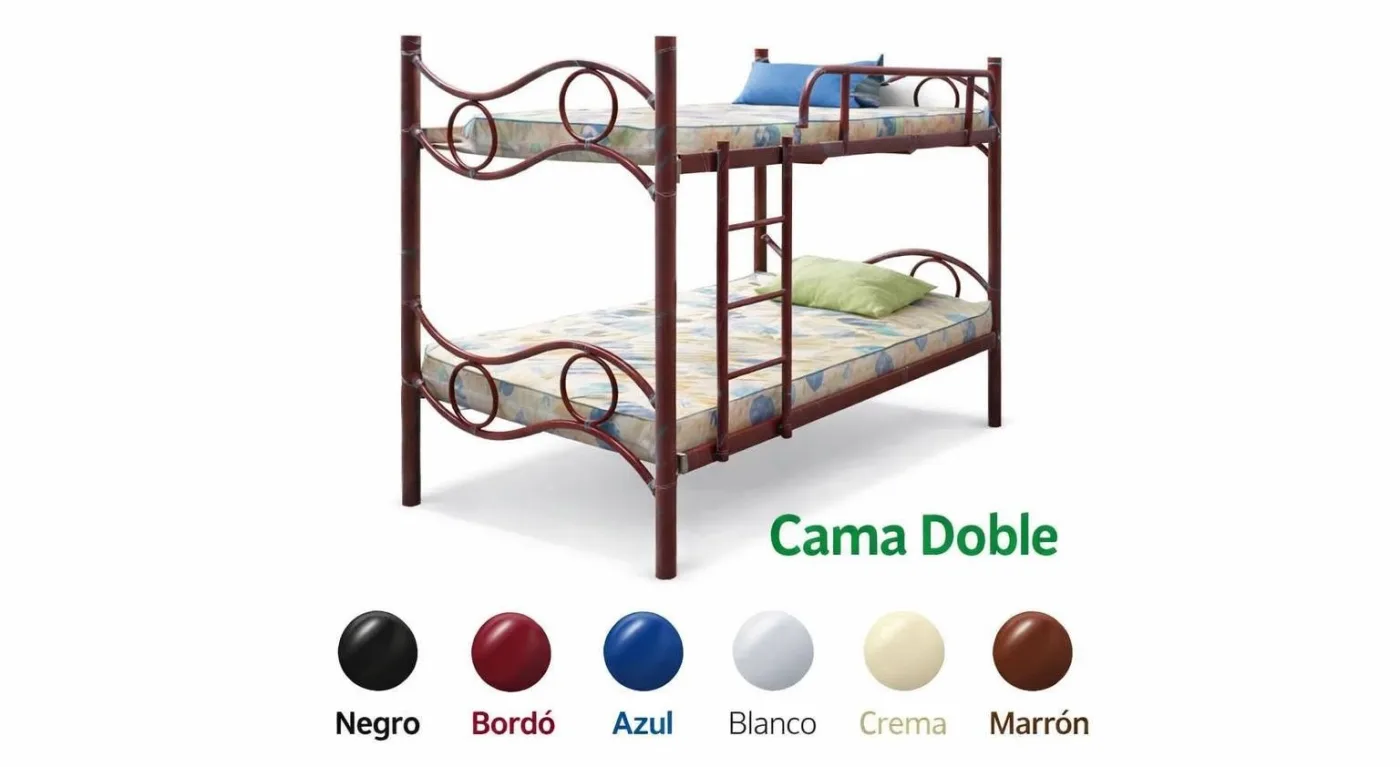 CAMA DOBLE TUBULAR DE 080X190 CON COLCHON - METAL HOGAR - CAMAS - Rapidito - Loma Grande