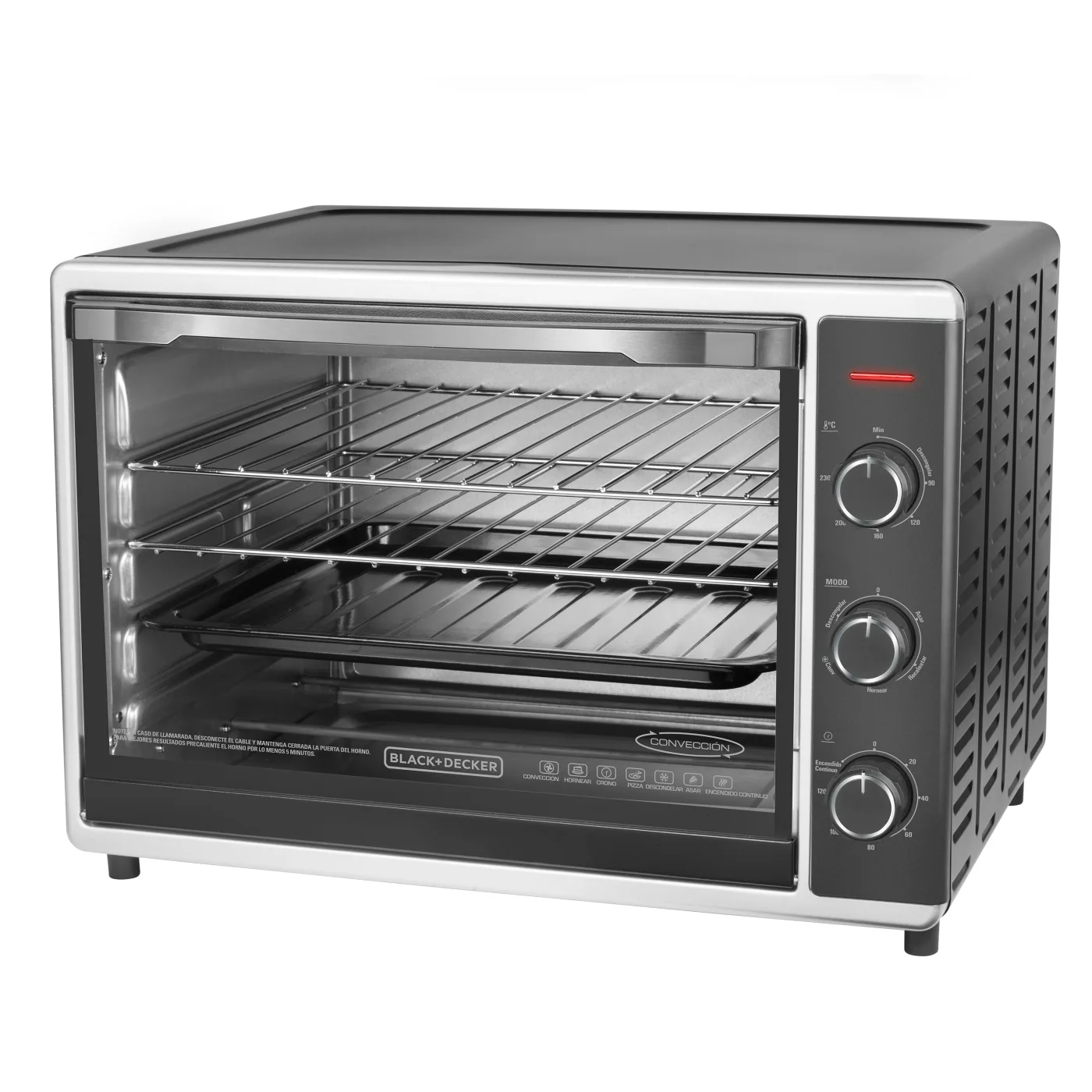 HORNO ELECTRICO BLACK & DECKER 52LTS CONVECCION CTO300-CL INOX C/LUZ - BLACK & DECKER - Horno Eléctrico - Rapidito - L…