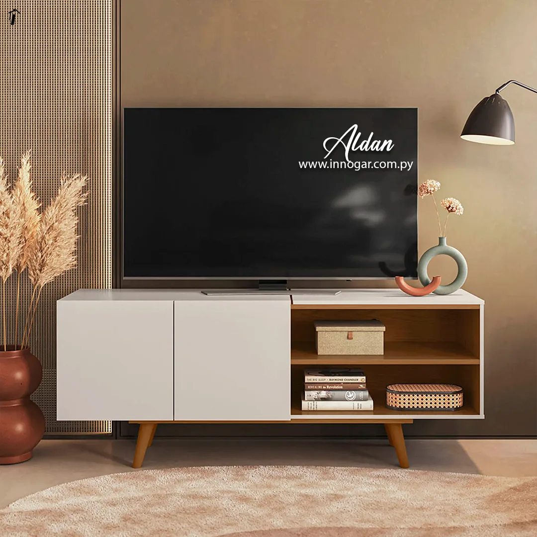 Miniatura 3 - RACK COLIBRI ALDAN OFFWHITE/FREIJO - INVERFIN - Muebles - Rapidito - Loma Grande