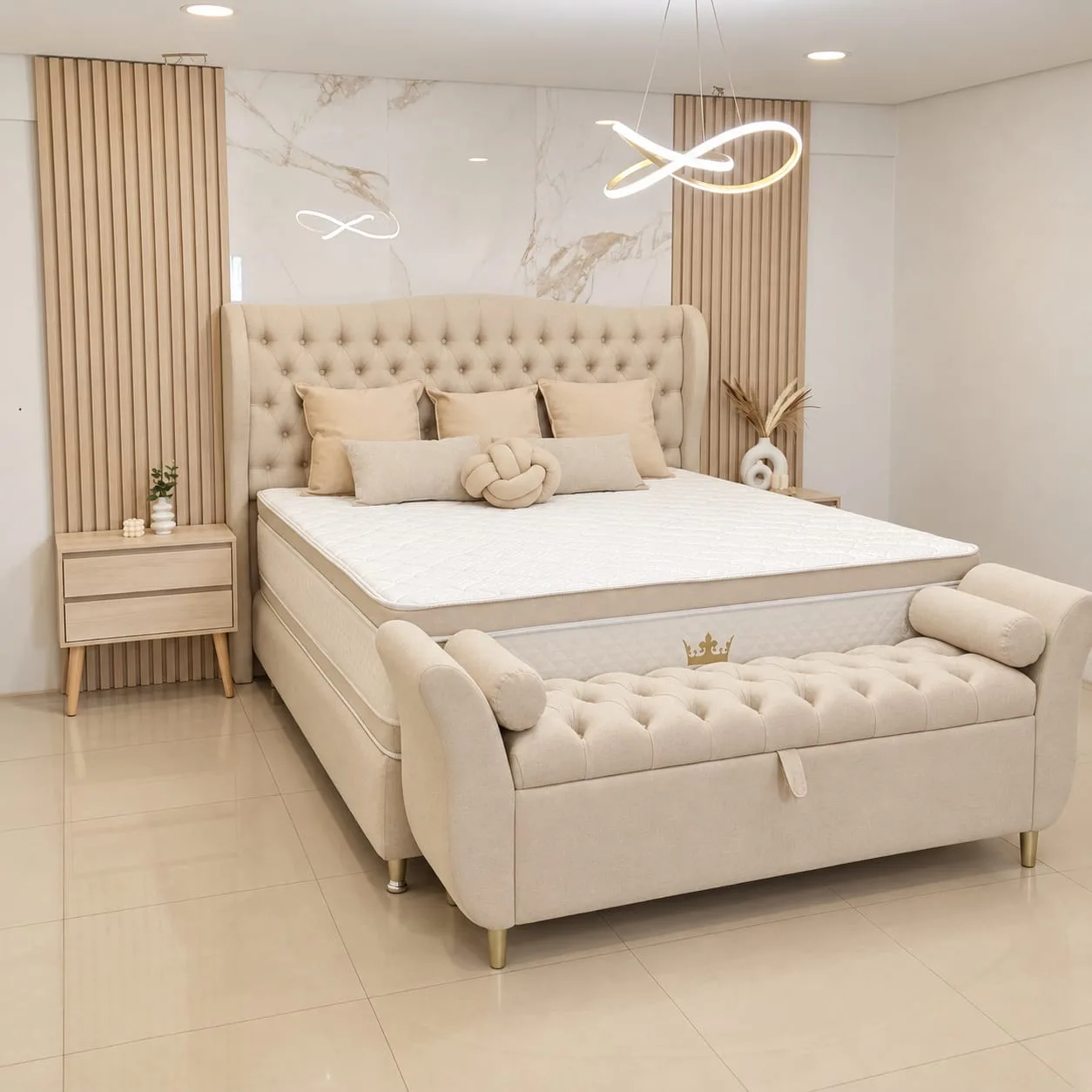 Miniatura 1 - CAMA SOMMIER CON BAULERA 140X190 BEIGE - PRINCE - CAMAS - Rapidito - Loma Grande