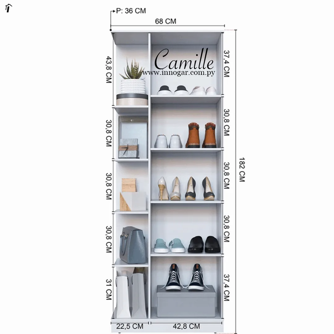 Miniatura 2 - ZAPATERA 680 1PUERTA CON ESPEJO CAMILLE 6202 - ABBA - Muebles - Rapidito - Loma Grande